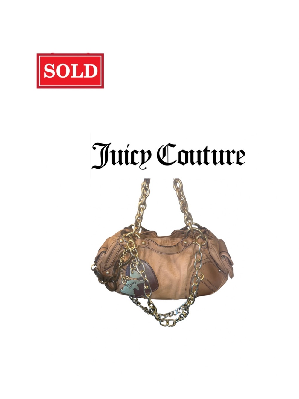 Juicy Couture Vintage Tan & Brown Leather Shoulder Bag